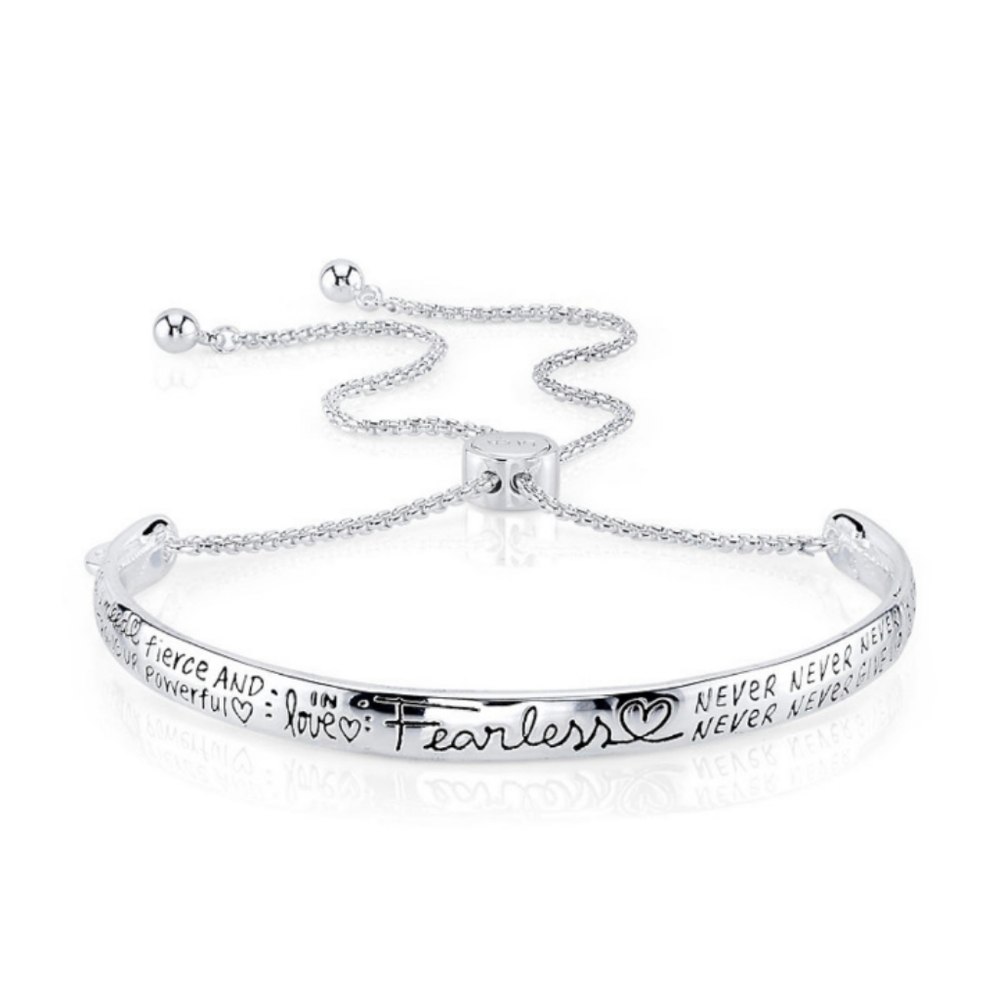 Unwritten Fearless Silver Plated Adjustable Bolo Bracelet